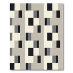 Gray Cream Black Geometric Grid Rug