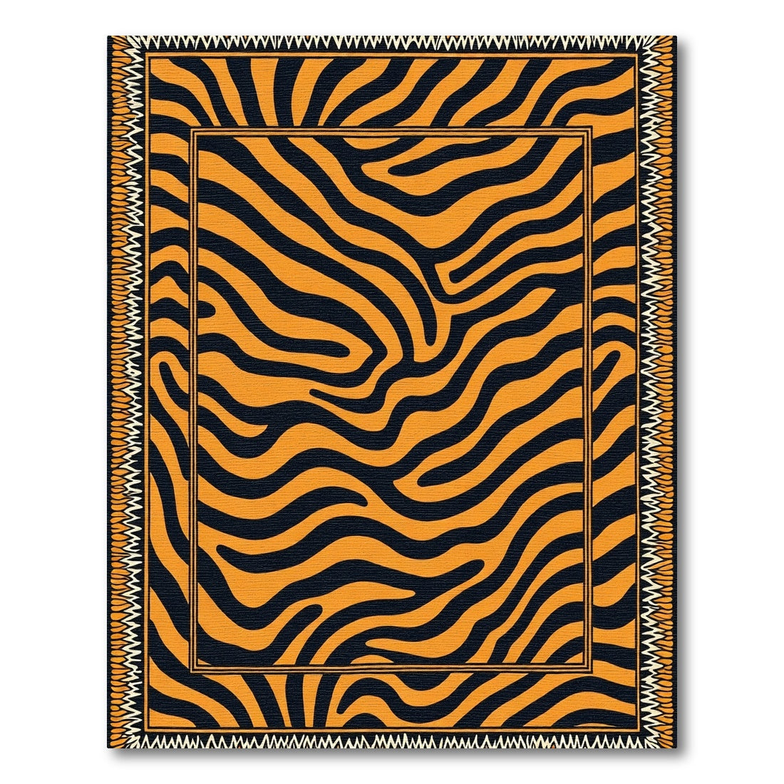 Bold Orange Black Zebra Stripe Rug