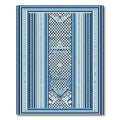 Geometric Blue Striped Central Medallion Rug