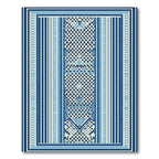 Geometric Blue Striped Central Medallion Rug