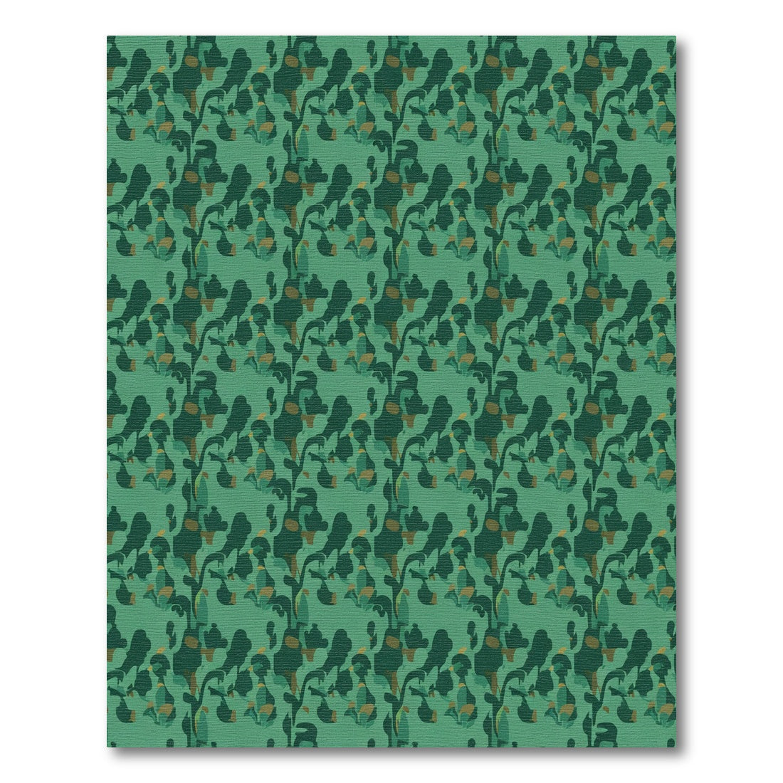 Deep Green Abstract Foliage Vines Rug