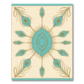 Turquoise Gold Peacock Feather Mandala Rug