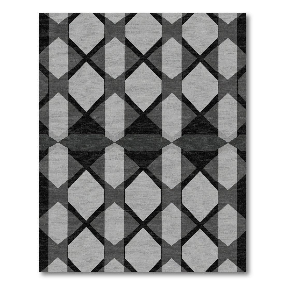 Gray Hexagon Stripe Geometric Rug