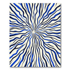 Radiating Electric Blue Zebra Lines Rug