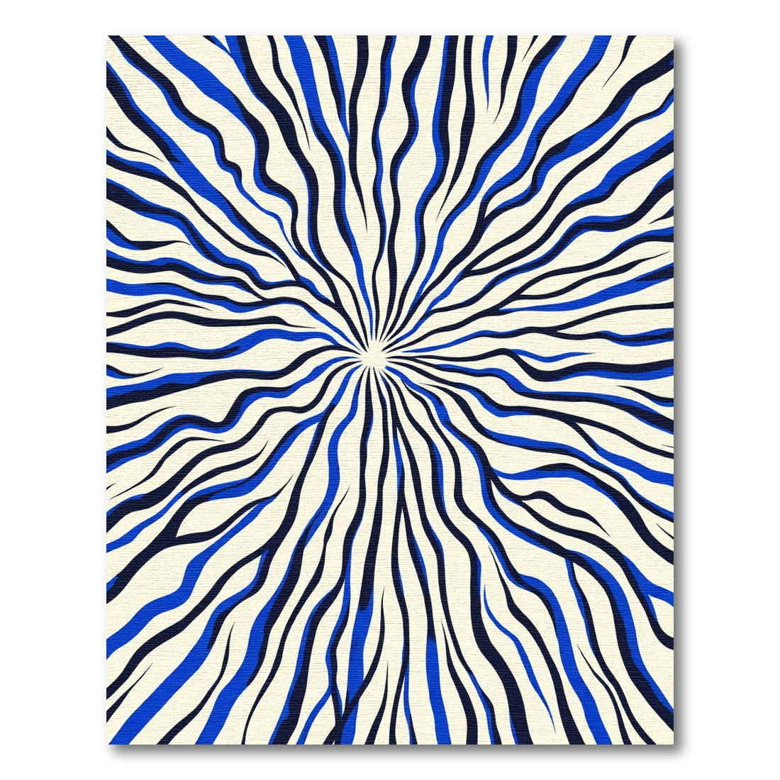 Radiating Electric Blue Zebra Lines Rug
