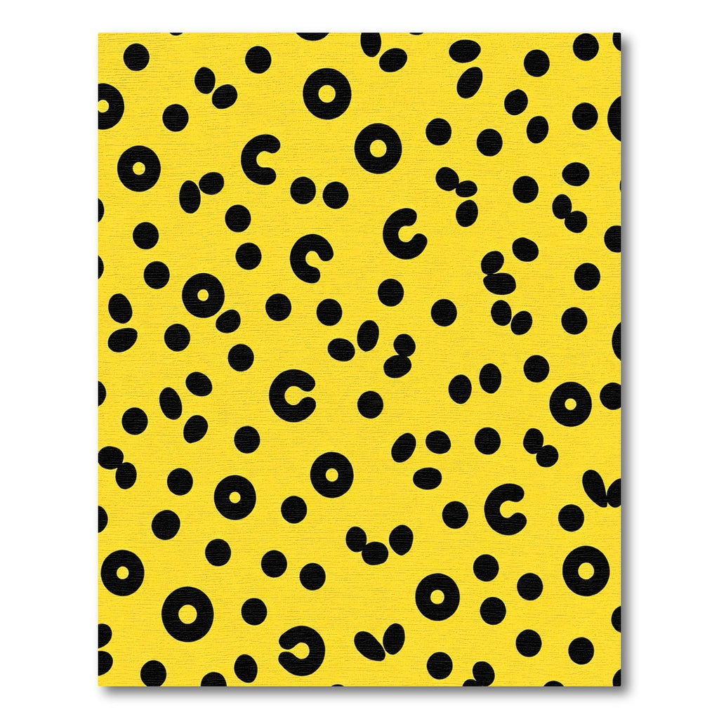 Bright Yellow Black Circle Scatter Rug