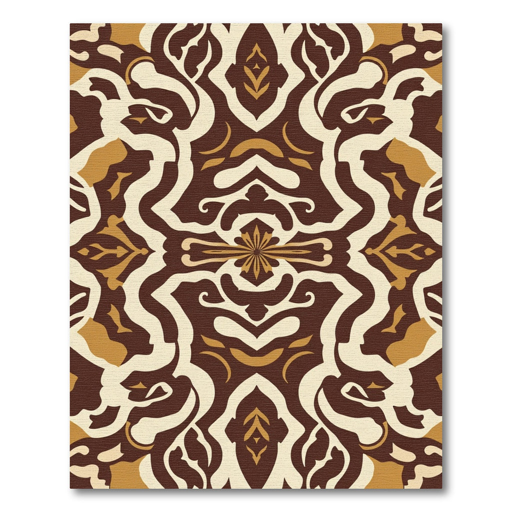 Rich Chocolate Ivory Gold Abstract Swirls Rug