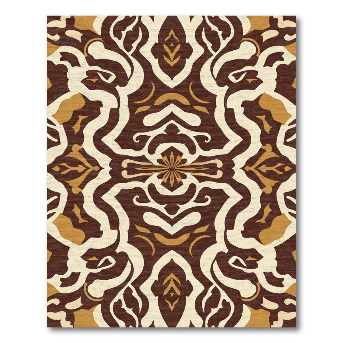 Rich Chocolate Ivory Gold Abstract Swirls Rug