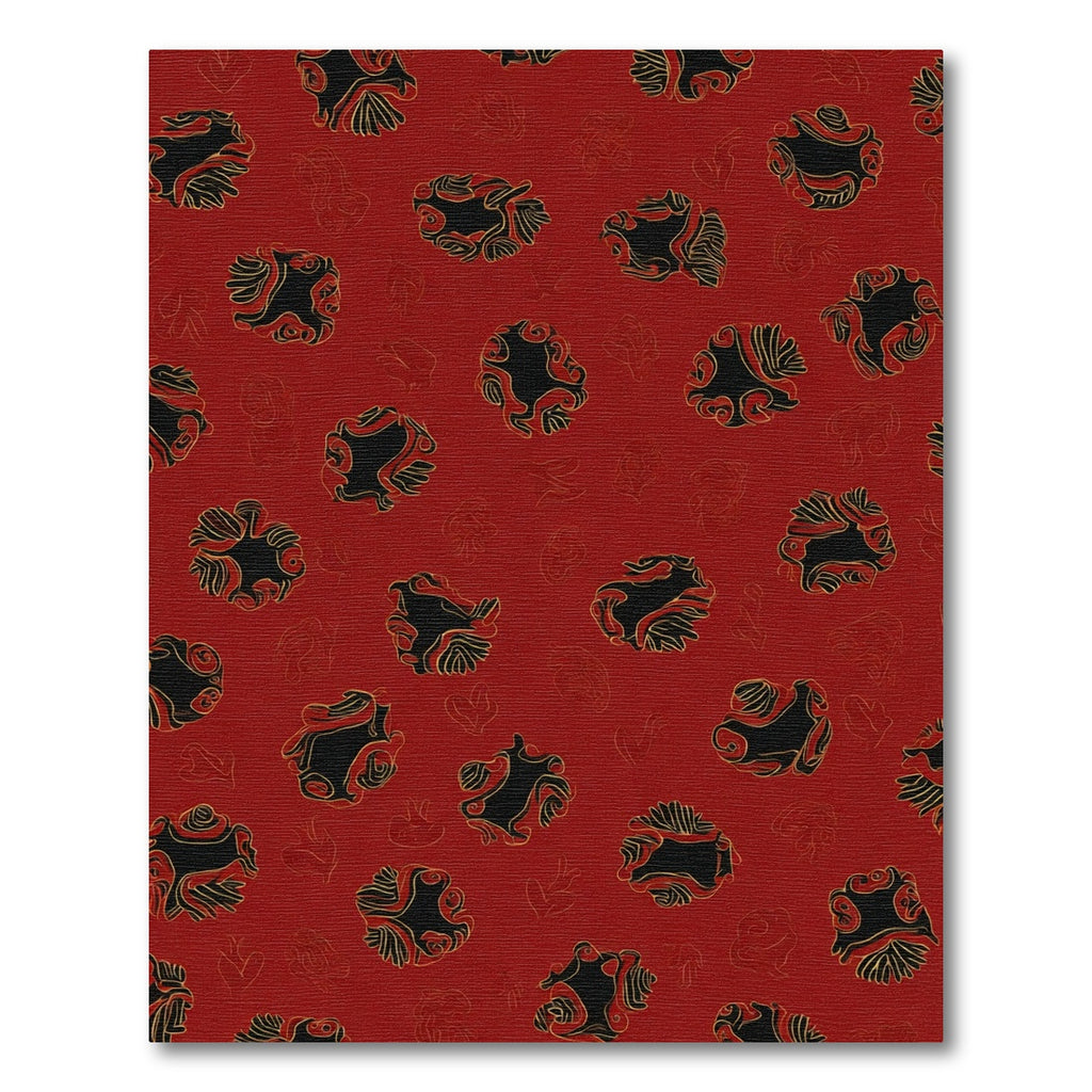 Crimson Red Abstract Organic Forms Rug