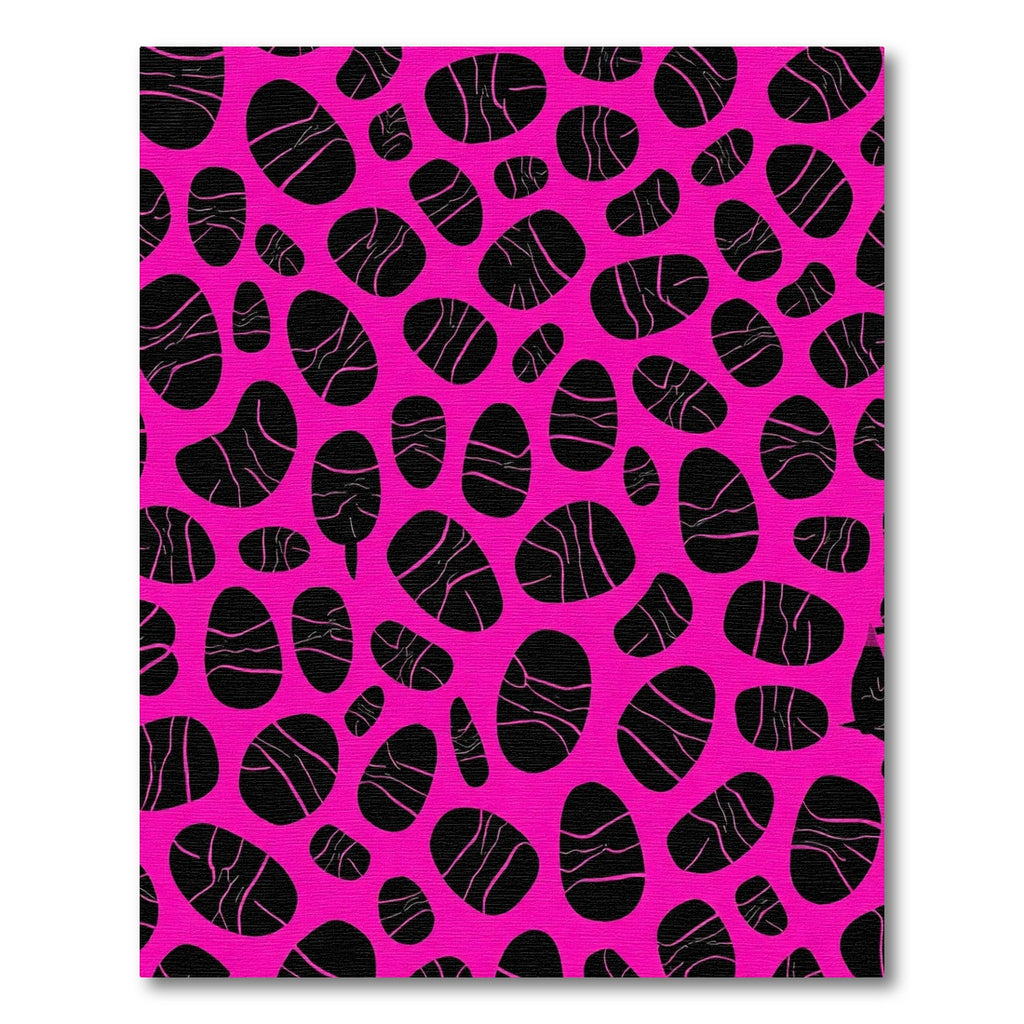 Neon Pink Black Amoeba Texture Rug