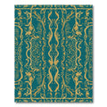 Golden Teal Floral Damask Rug