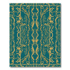 Golden Teal Floral Damask Rug