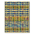 Abstract Checked Blue Yellow Stripe Rug