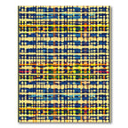 Abstract Checked Blue Yellow Stripe Rug