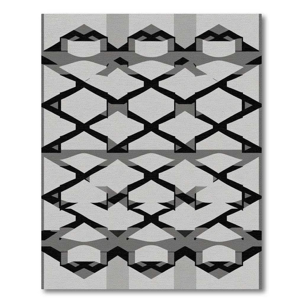 Monochrome Geometric Interlocking Shapes Rug