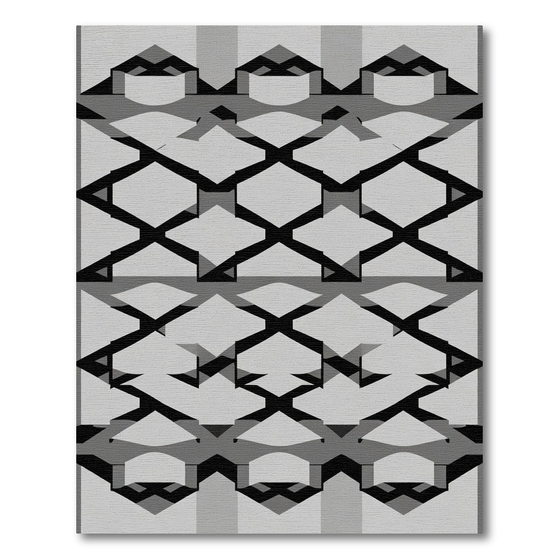 Monochrome Geometric Interlocking Shapes Rug