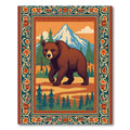 Brown Bear Mountain Forest Landscape Rug