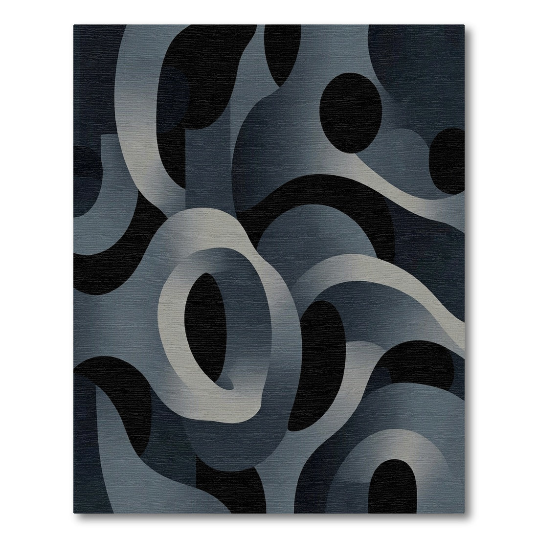 Dark Gray Abstract Interlocking Loops Rug
