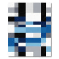 Abstract Blue Gray White Squares Rug