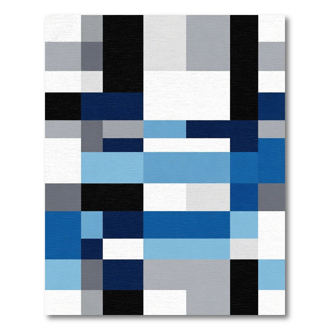 Abstract Blue Gray White Squares Rug