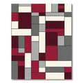 Crimson Gray Abstract Rectangular Composition Rug