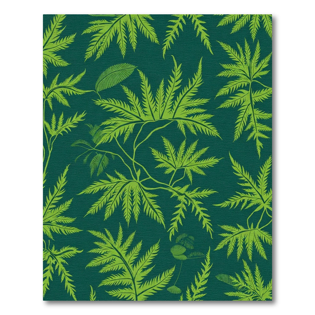 Green Fern Frond Tropical Lush Rug