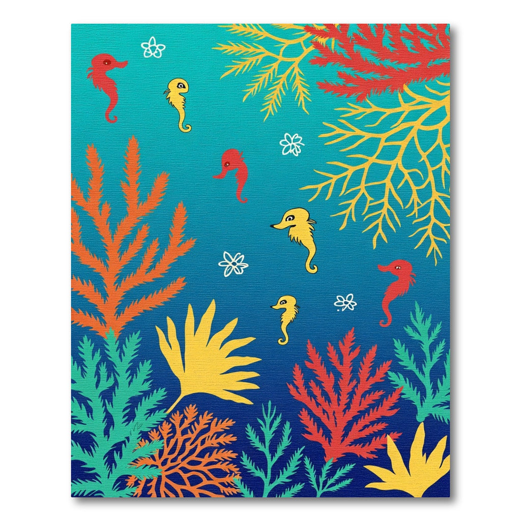 Coral Seahorse Turquoise Ocean Theme Rug