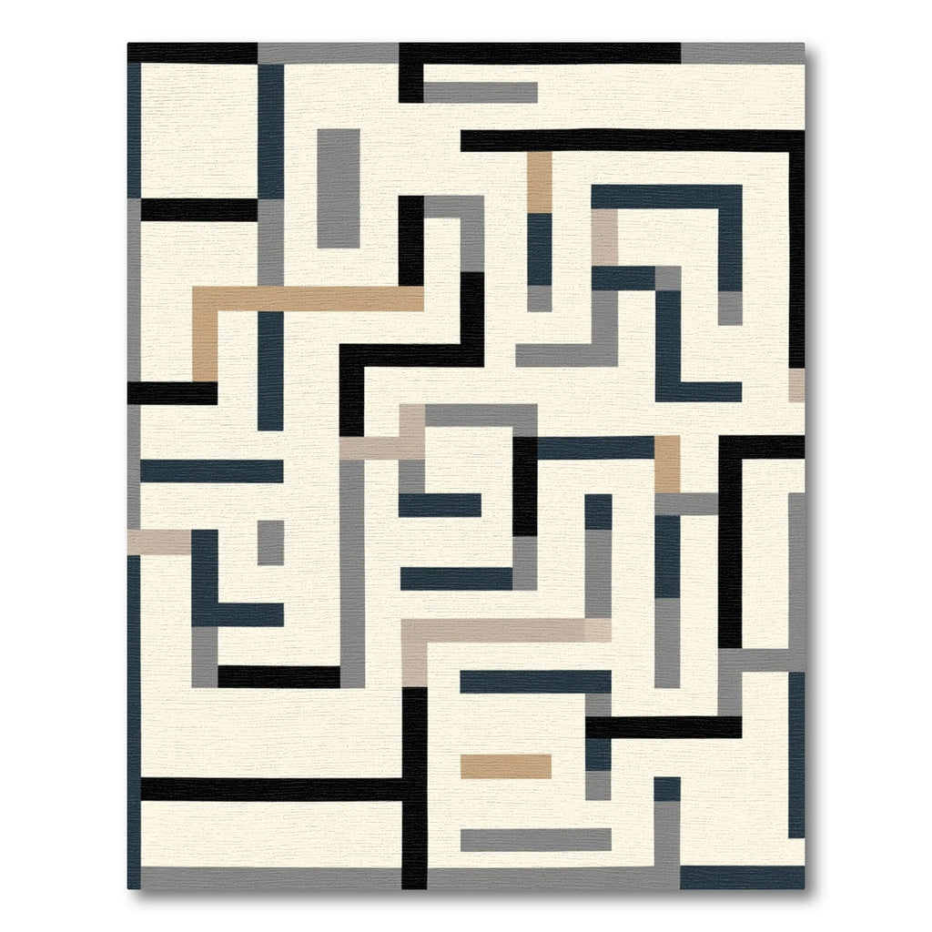 Abstract Maze Geometric Stripes Rug