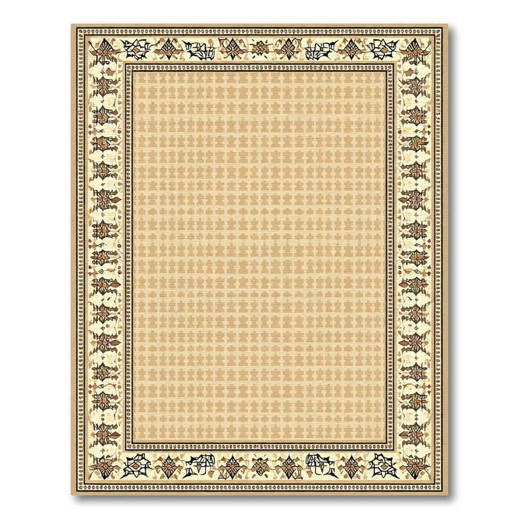Beige Floral Medallion Border Rug