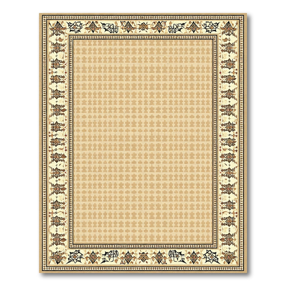 Beige Floral Medallion Border Rug