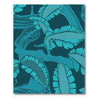 Deep Teal Feathered Leaf Canopy Rug