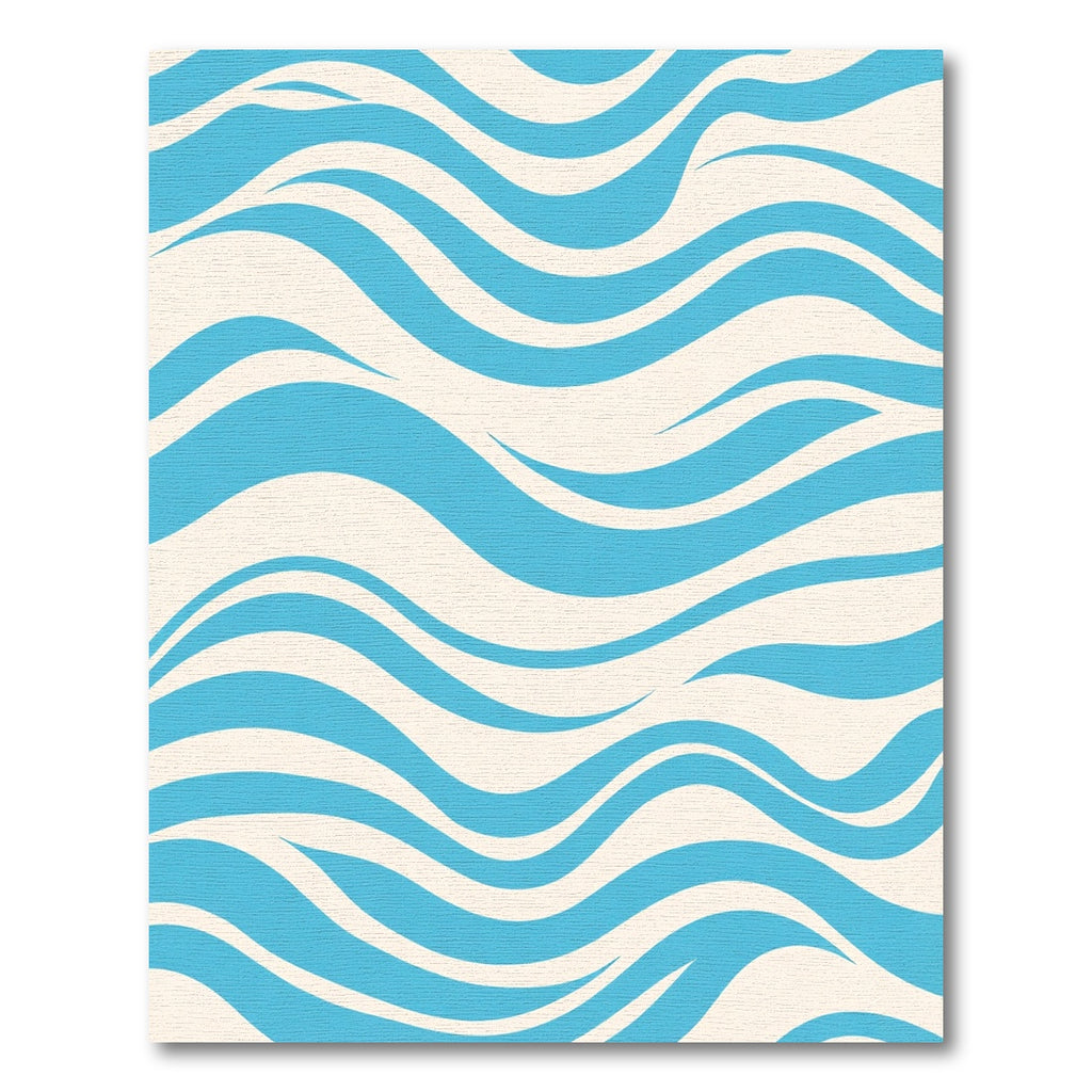 Aqua Cream Wavy Stripe Art Rug