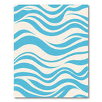 Aqua Cream Wavy Stripe Art Rug