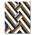 Brown Navy Cream Interlocking Geometric Rug