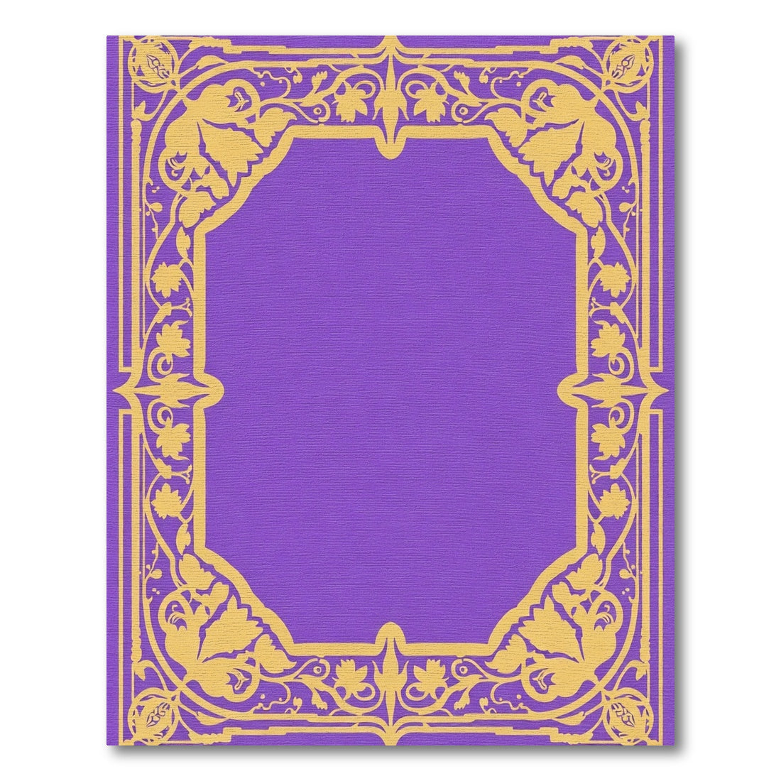 Gold Floral Vine Border Purple Rug