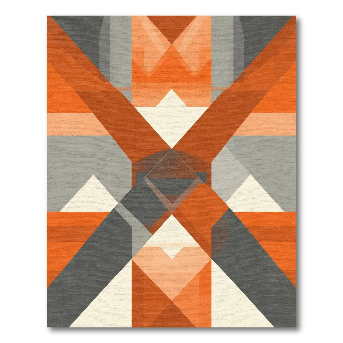 Geometric Orange Gray Diamond Overlay Rug