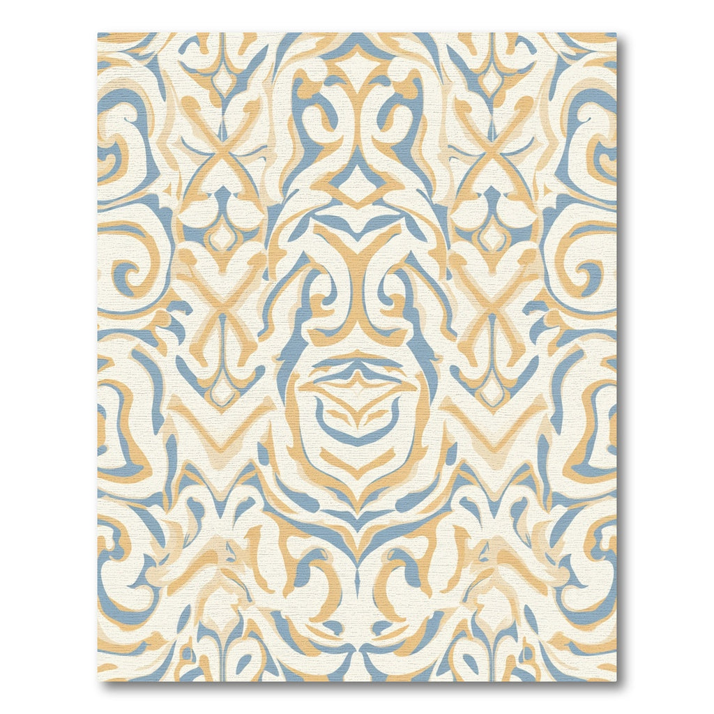 Cream Blue and Gold Abstract Ornament Rug