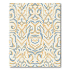 Cream Blue and Gold Abstract Ornament Rug