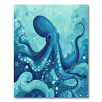 Deep Blue Octopus Ocean Waves Rug