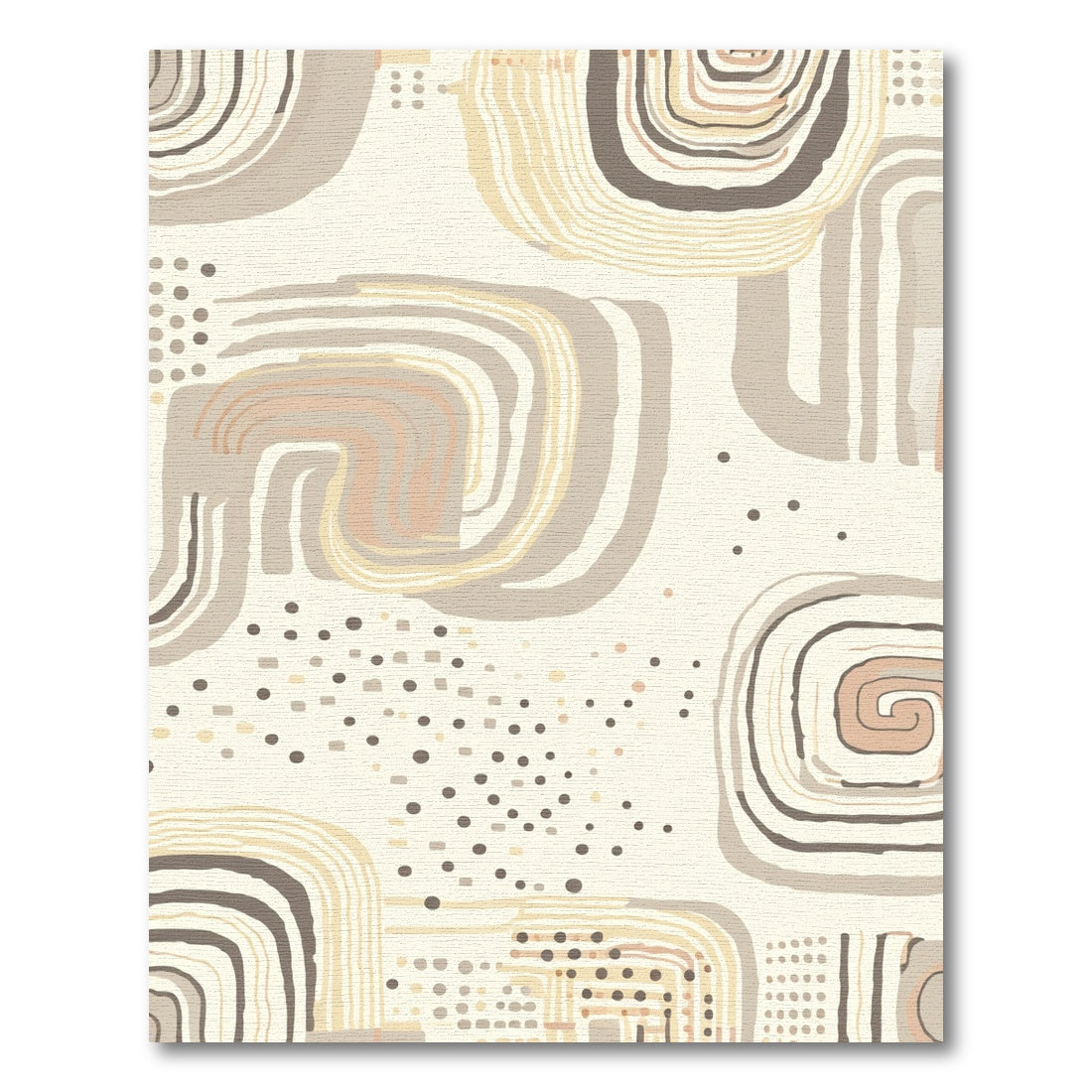 Neutral Swirls And Dots Abstract Rug