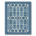 Blue Cream Geometric Lattice Rug