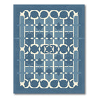 Blue Cream Geometric Lattice Rug