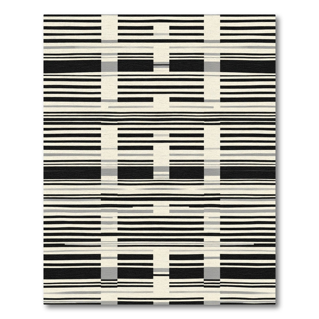 Black and Cream Lined Geometry Rug