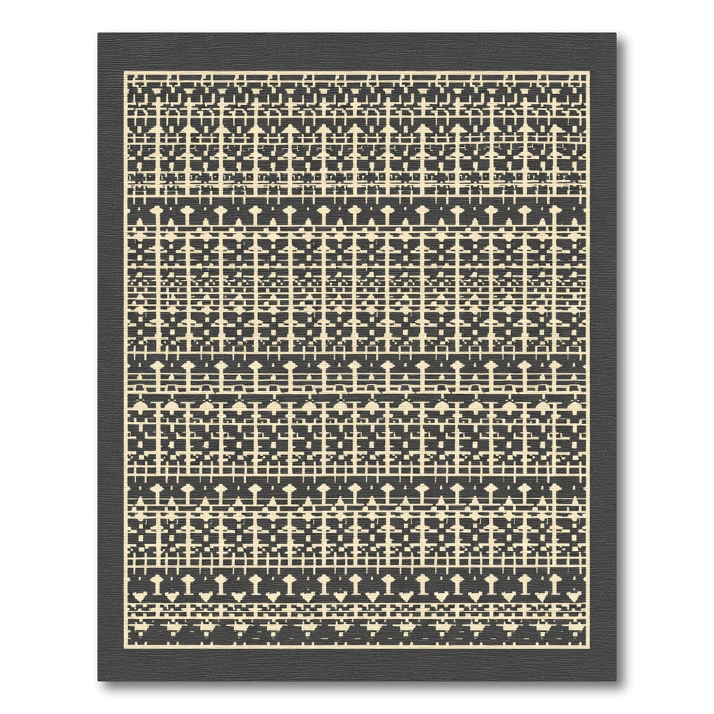 Geometric Cream Bands Border Rug