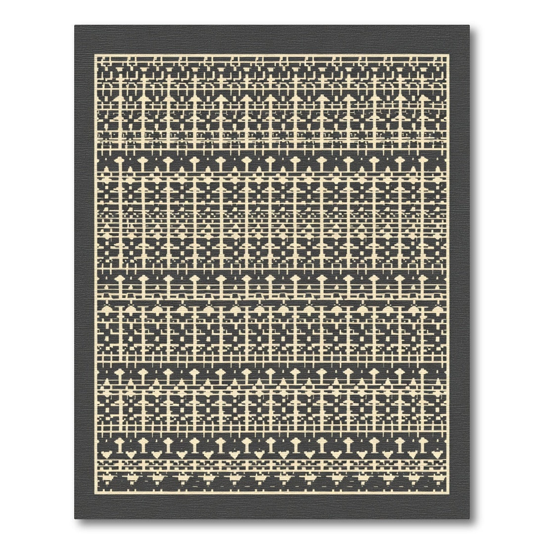 Geometric Cream Bands Border Rug