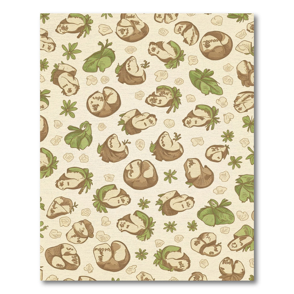 Earthy Brown Nut Green Leaf Repeat Rug