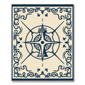 Navy Compass Rose Scrollwork Medallion Rug