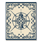 Navy Compass Rose Scrollwork Medallion Rug