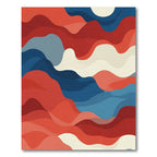 Abstract Red Blue Cream Wave Rug