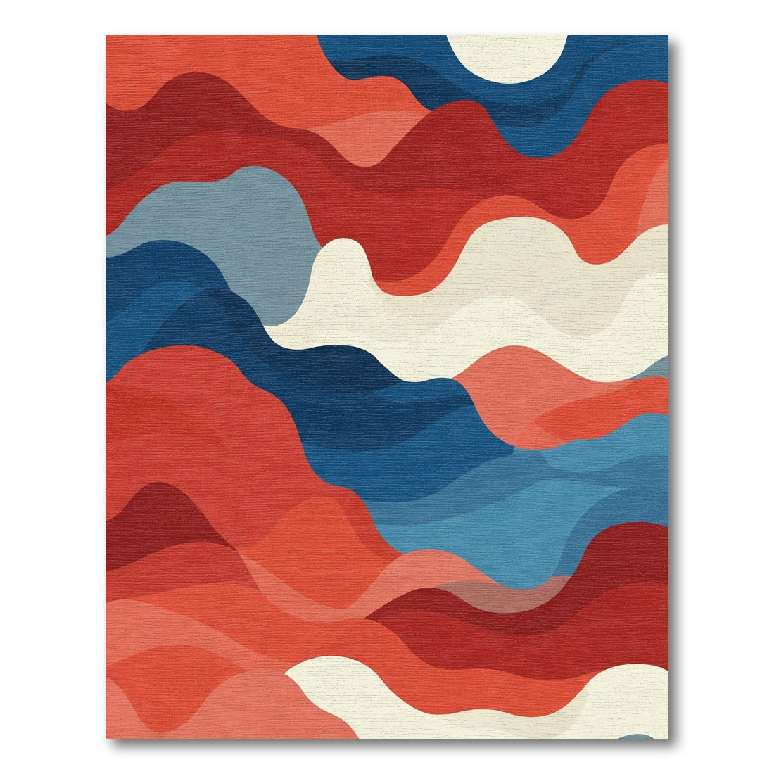 Abstract Red Blue Cream Wave Rug